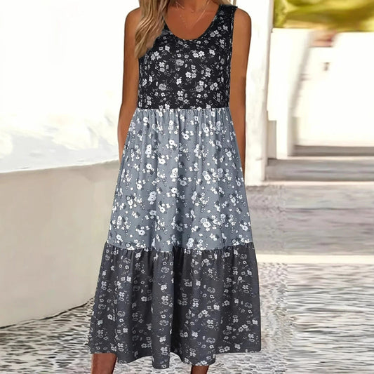 Vestido chaleco informal de Isabella Sol con estampado floral y volantes