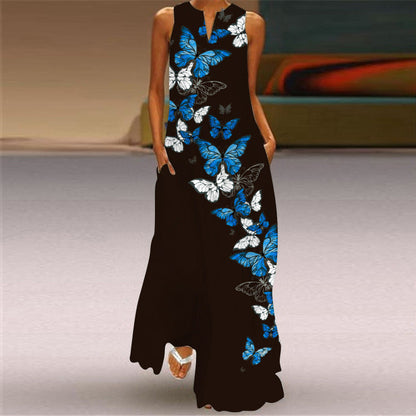 Vestido largo sin mangas con estampado floral de Isabella Sol