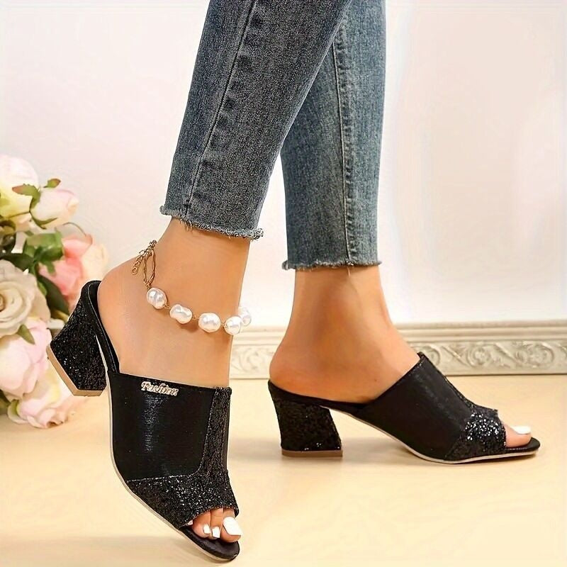 Sandalias Isabella Sol Plus con tacón grueso y brillo