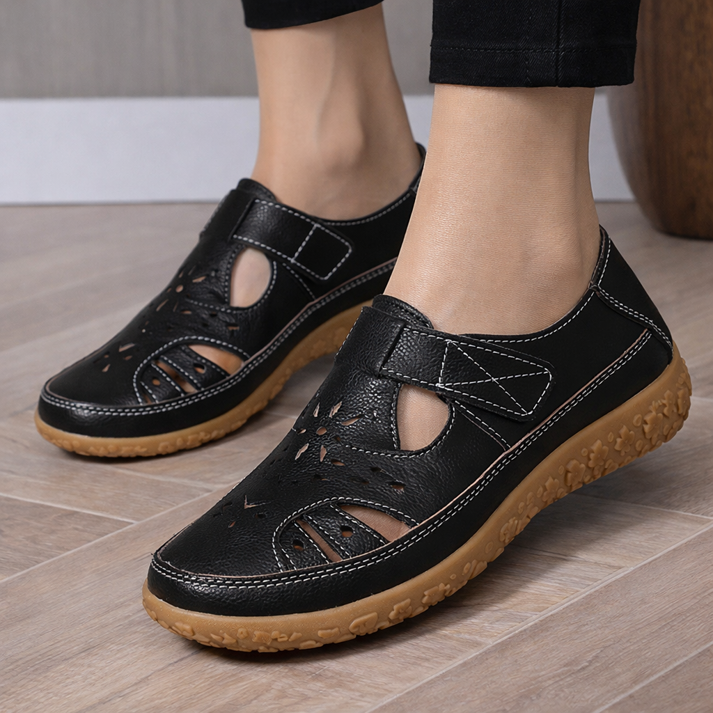 Sandalias planas cómodas con diseño calado de Isabella Sol