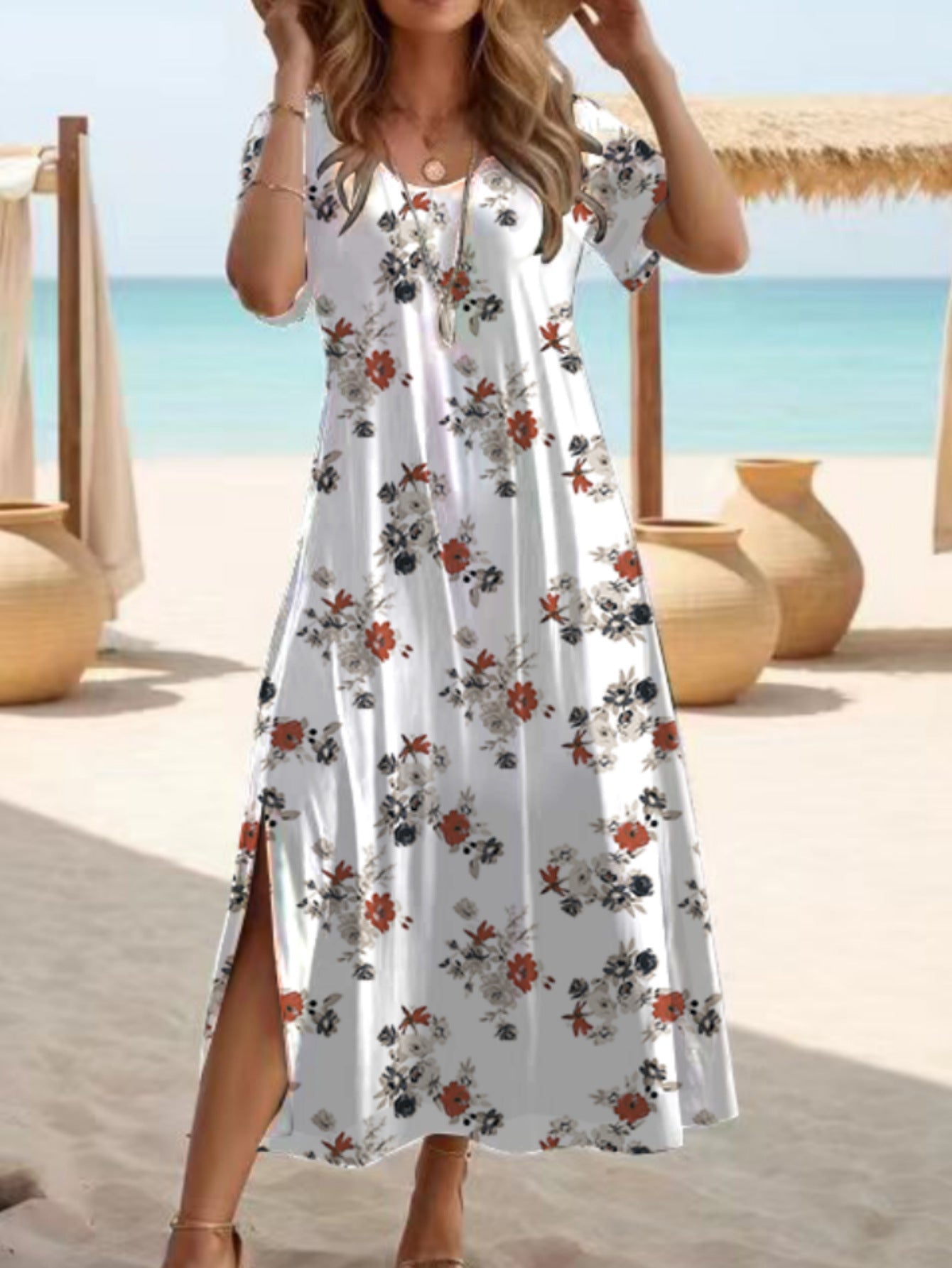 Elegante vestido largo con abertura de Isabella Sol
