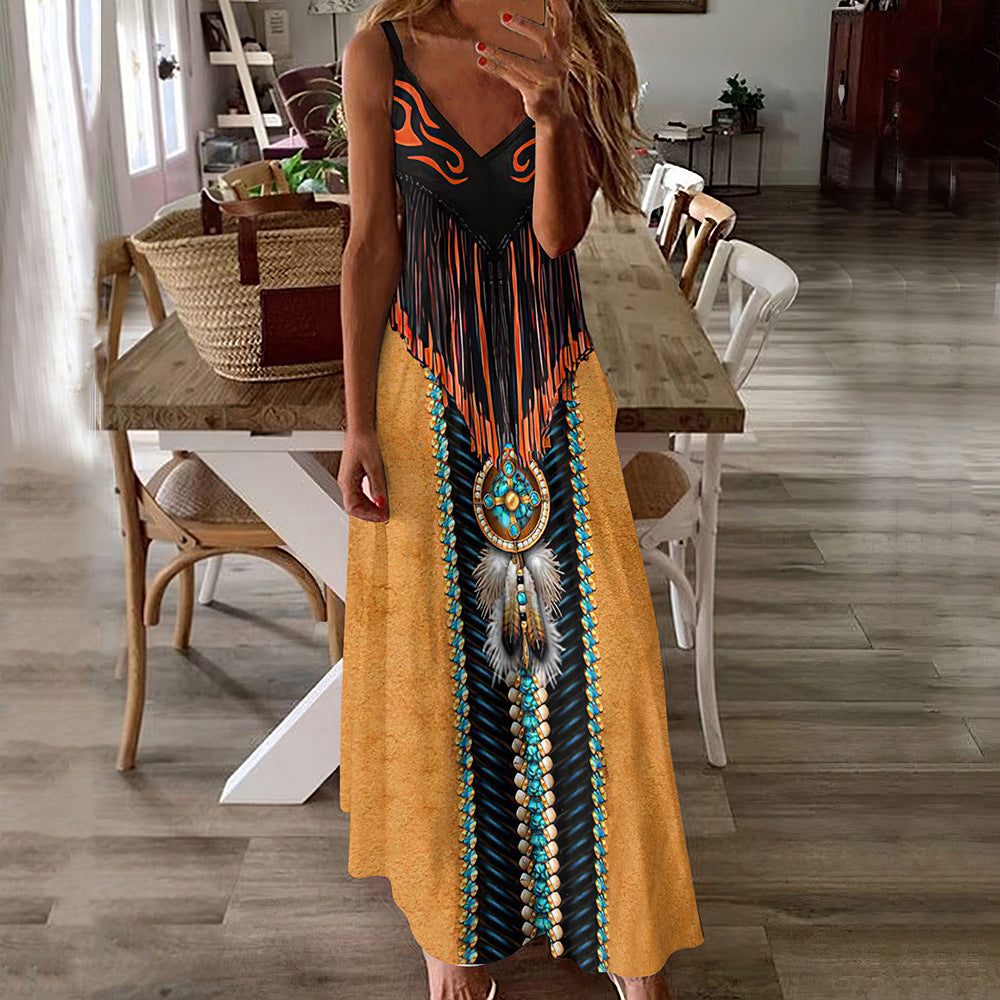Vestido largo de verano estampado estilo boho de Isabella Sol