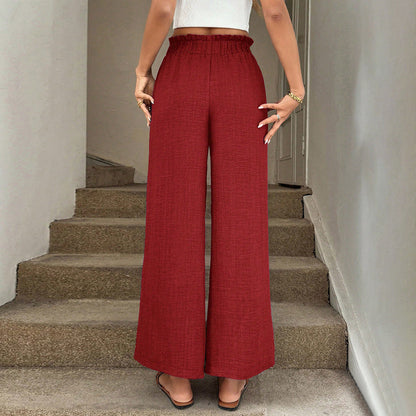 Pantalones rojos de pierna ancha con cordón ajustable de Isabella Sol