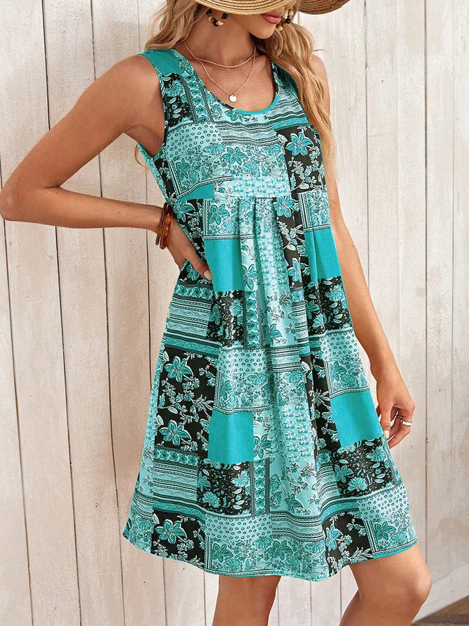Vestido sin mangas de corte A estampado de Isabella Sol