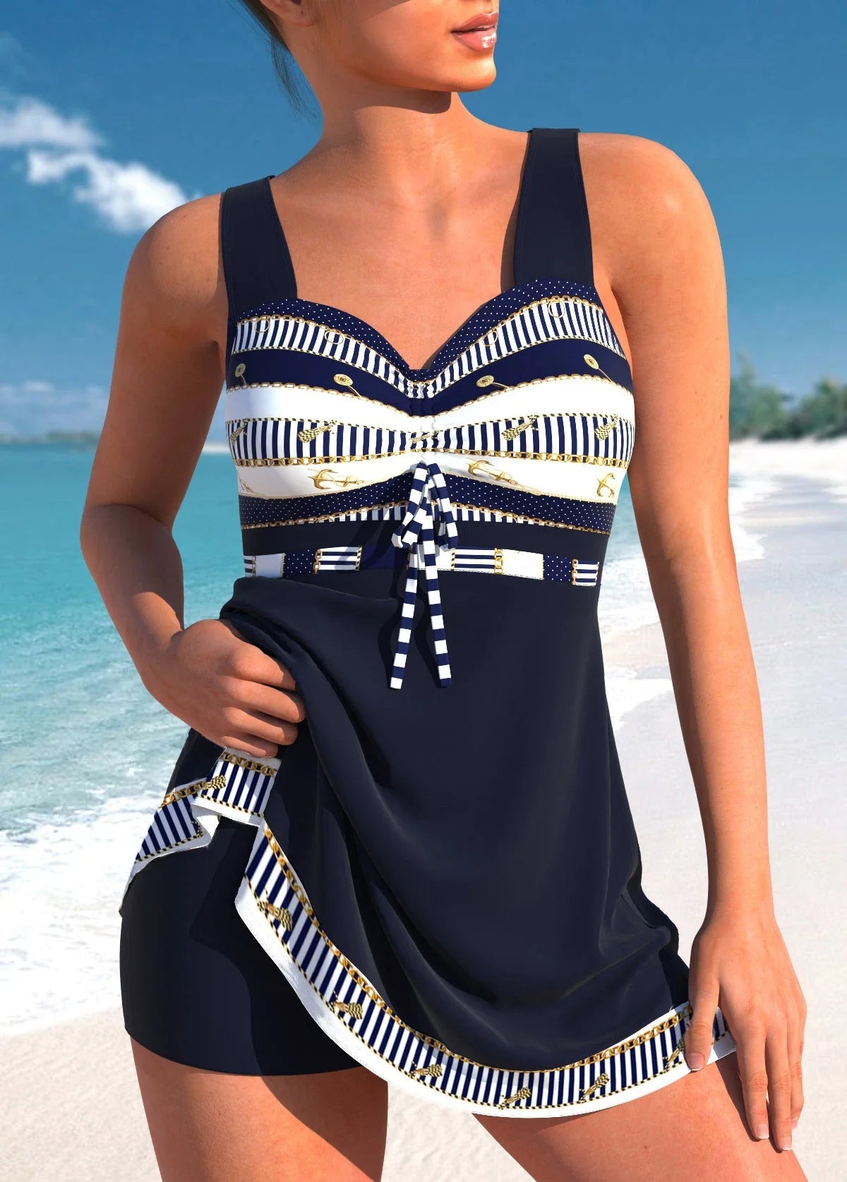 Bikini elegante de talla grande con falda dividida de Isabella Sol