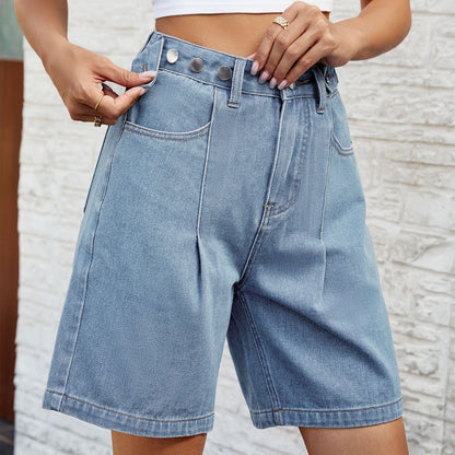 Pantalones cortos vaqueros con cintura ajustable de Isabella Sol para mujer