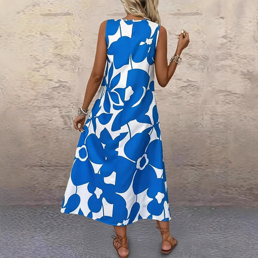Vestido de verano sin mangas con estampado floral llamativo de Isabella Sol