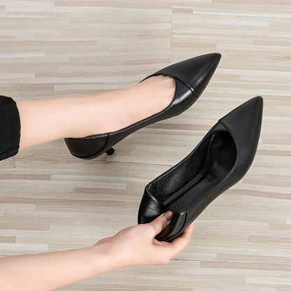Elegant Black Sheepskin Heels by Isabella Sol