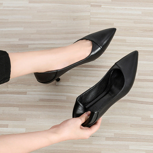 Elegant Black Sheepskin Heels by Isabella Sol