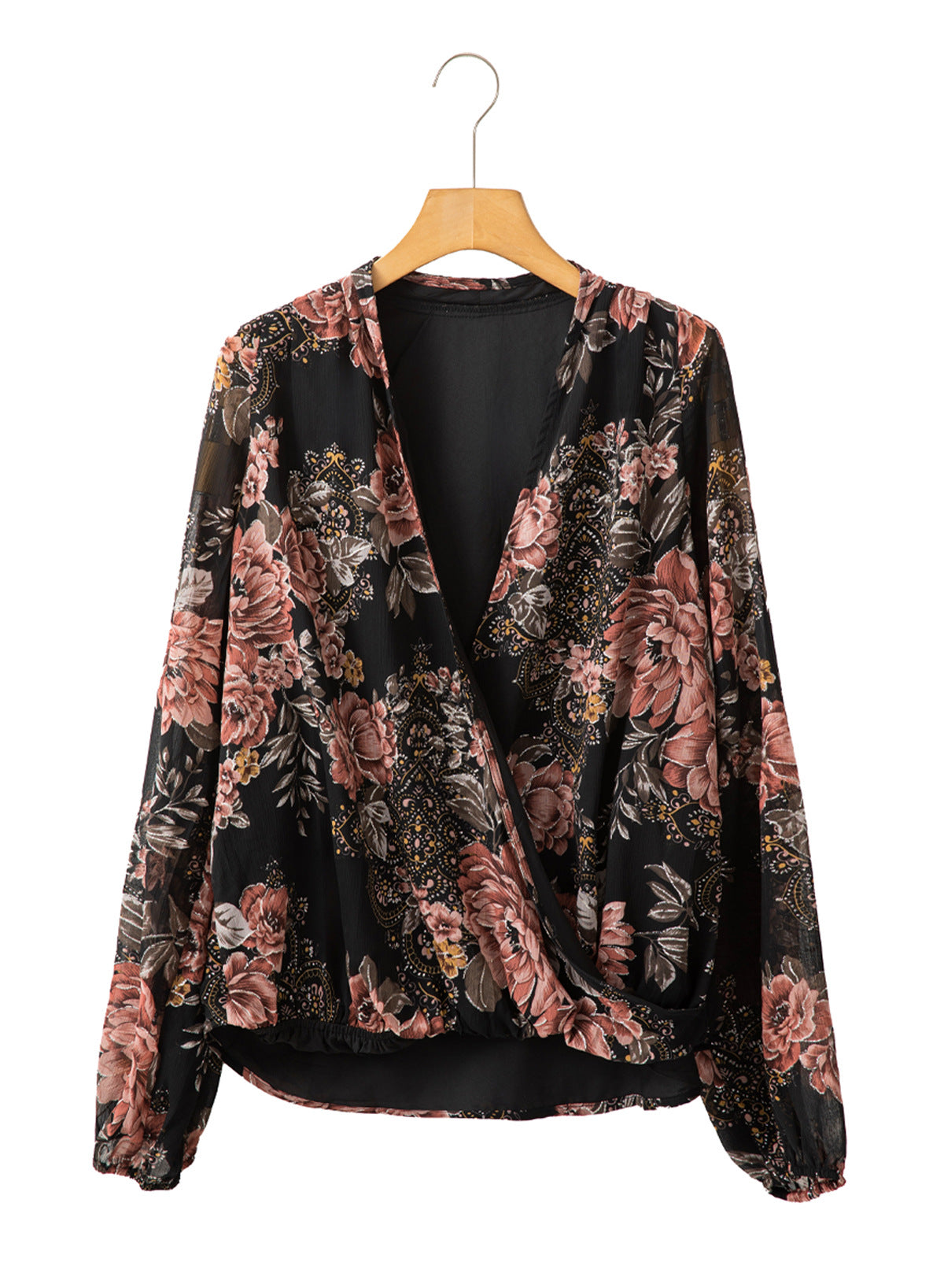 Top de gasa floral con escote en V de Isabella Sol