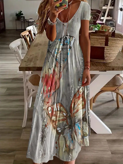 Vestido largo Isabella Sol con estampado de mariposas bohemias