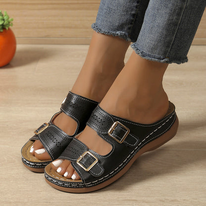 Sandalias retro con plataforma y hebilla Isabella Sol