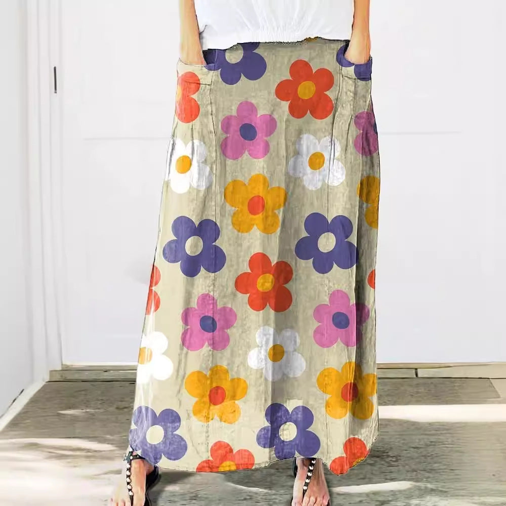 Falda retro floral con bolsillos de Isabella Sol para uso diario.