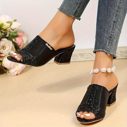 Sandalias Isabella Sol Plus con tacón grueso y brillo