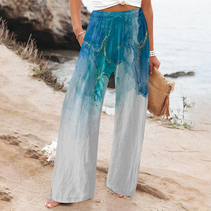 Pantalones de pierna ancha para mujer de Isabella Sol con estampado botánico bohemio