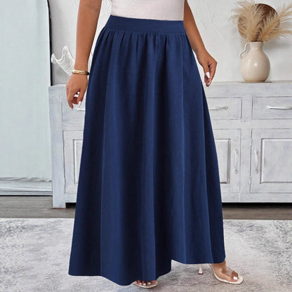 Elegante falda acampanada azul marino de Isabella Sol.