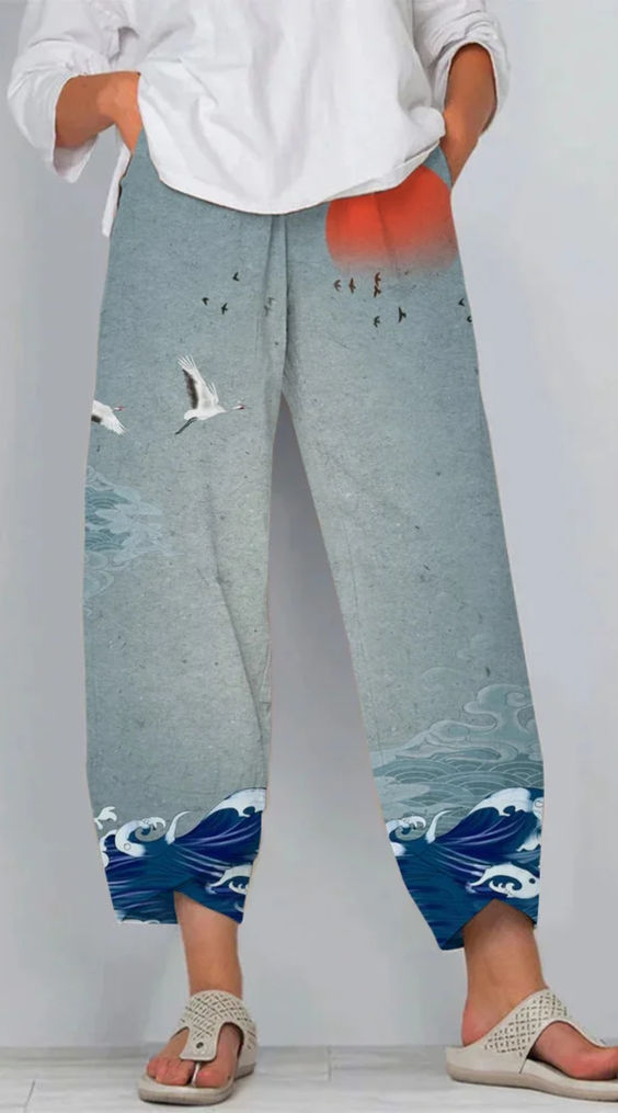 Pantalones con estampado 3D de Isabella Sol de Artful Linen