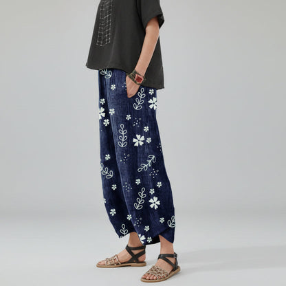 Pantalones anchos de algodón con estampado floral de Isabella Sol.