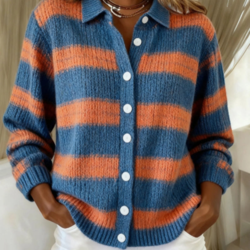 Cozy Stripe Cardigan Blouse by Isabella Sol