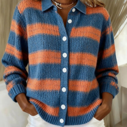 Cozy Stripe Cardigan Blouse by Isabella Sol