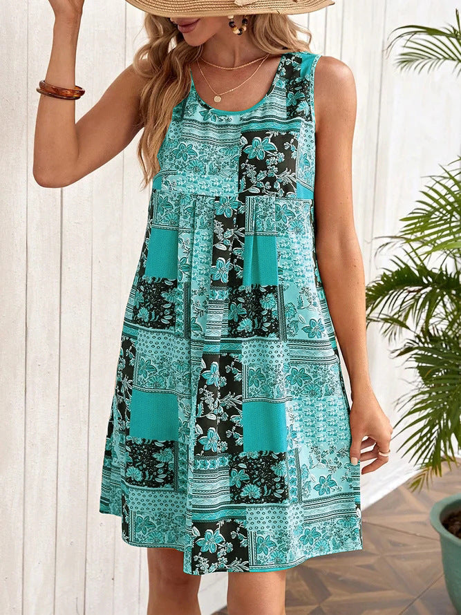 Vestido sin mangas de corte A estampado de Isabella Sol