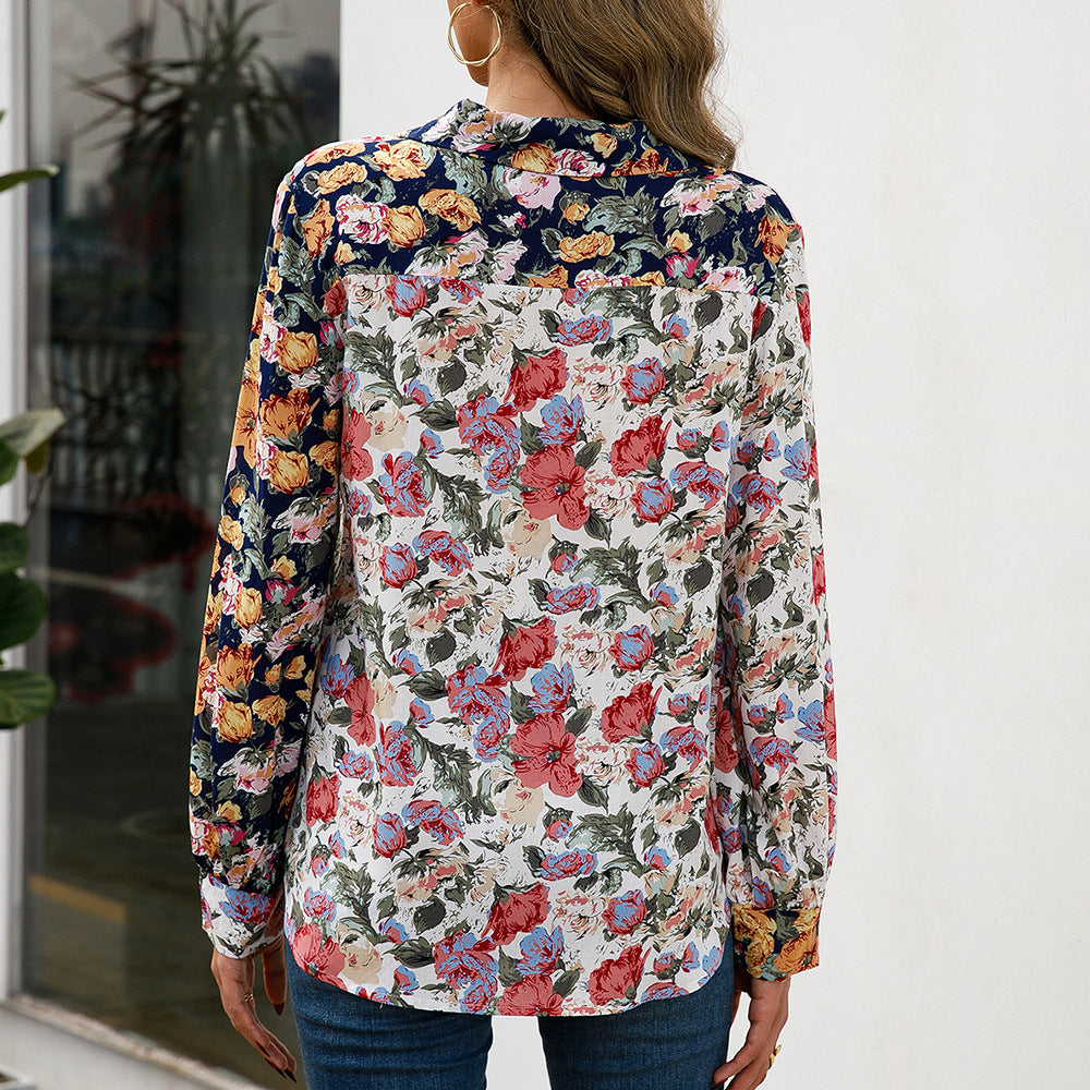 Camisa Isabella Sol Everyday con estampado floral y bloques de color.