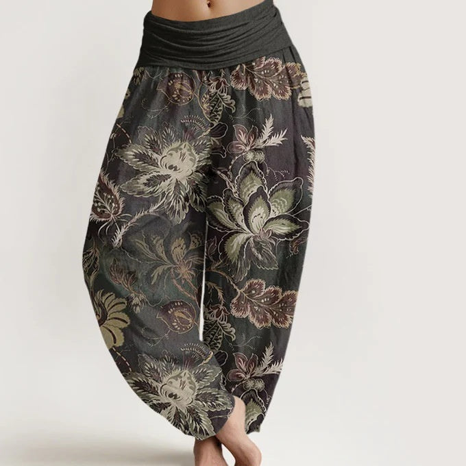 Retro Floral Wide-Leg Pants by Isabella Sol
