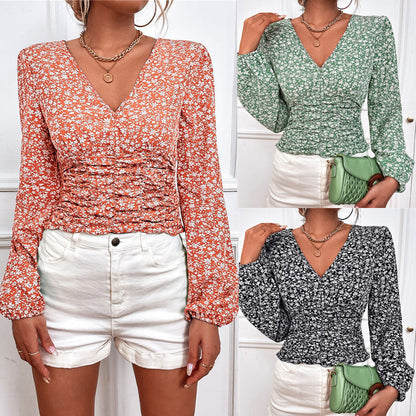 Chic Floral Long Sleeve V-Neck Top by Isabella Sol